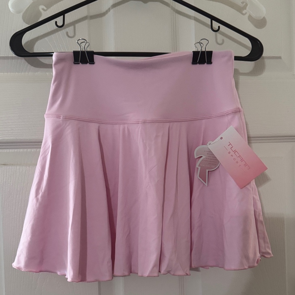 Tulipfit Pink Circle Skirt with Pleated Flare and Built in Shorts